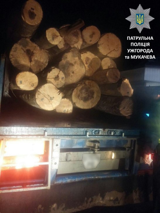 На Закарпатті поліція затримала дві великі вантажівки з "лівим" лісом - фото 1