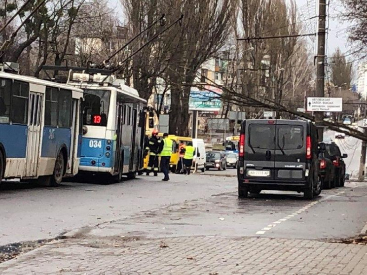 У Вінниці буревій зламав дерево і стовп…